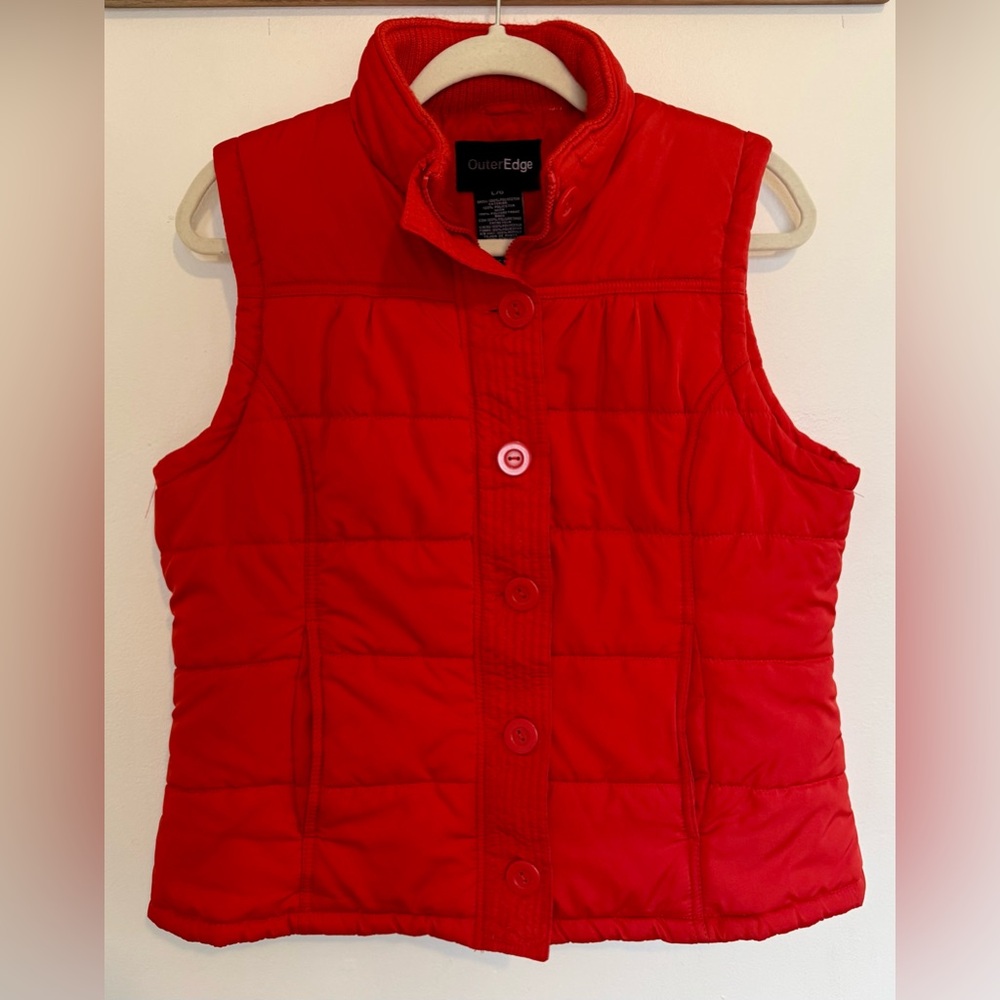 Outer Edge Red Quilted Puffer Vest